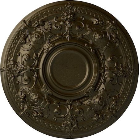 Ekena Millwork Oslo Ceiling Medallion (Fits Canopies up to 10 1/2"), Hand-Painted Green Gold, 28 1/8"OD x 1 3/4"P CM28OSGGS